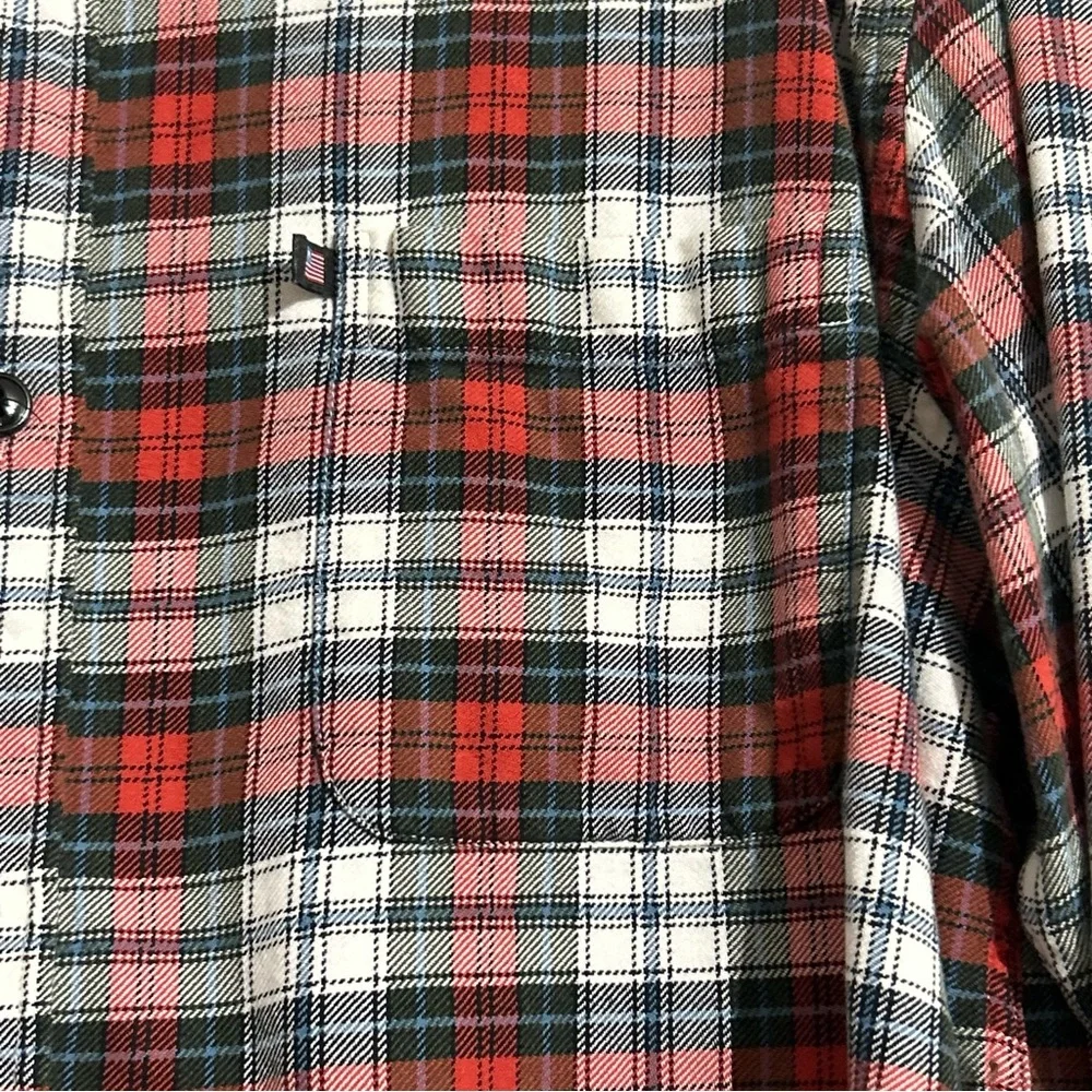 Ralph Lauren Polo Jeans Red White Plaid Cotton Flannel Button Down Shirt XL
